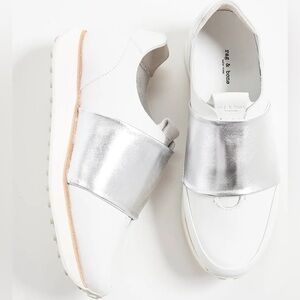 Rag & Bone Women's White and Silver Sneakers